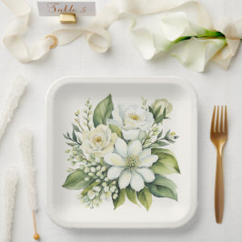 水彩ローズブーケ ペーパープレート