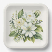 水彩ローズブーケ ペーパープレート (正面)