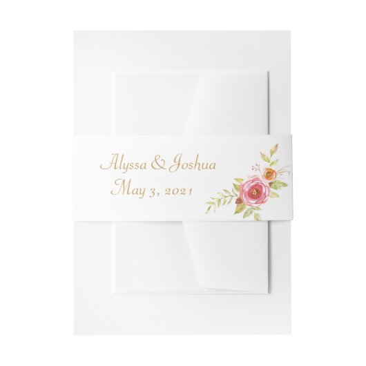 水彩ローズブーケ 招待状ベリーバンド (正面例)