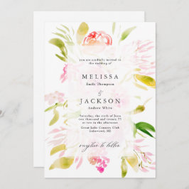 水彩ローズブーケ 招待状