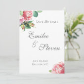 水彩ローズボーダー結婚発表 招待状 (スタンド正面)