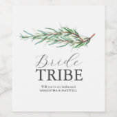 水彩ローズマリー花嫁プロポーザルのラベル ワインラベル (シングルラベル)