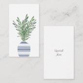 水彩ローズマリー&ブルーストライプの花瓶 ノートカード (正面/裏面)