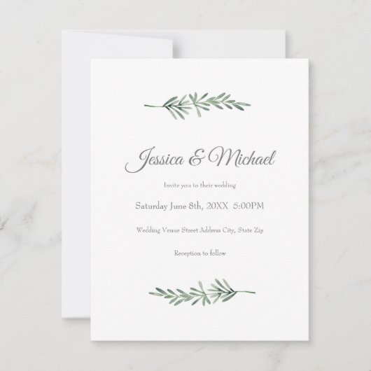 水彩ローズマリー 招待状 (正面)