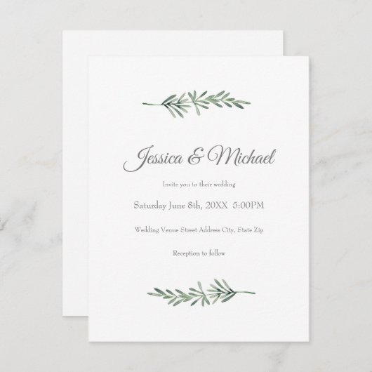 水彩ローズマリー 招待状 (正面/裏面)