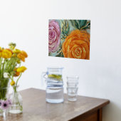 水彩ローズ箔 箔ポスター (レイダウン (キッチン))