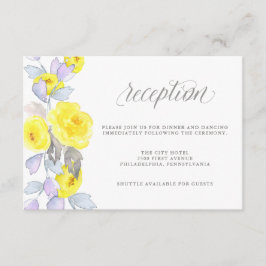 水彩ローズ イエロー パープル グレー レセプション 招待状