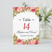 水彩ローズ＆グリッター　レセプション　テーブルカード 招待状 (スタンド正面)