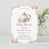 水彩ローズ ティーセット 招待状 (スタンド正面)