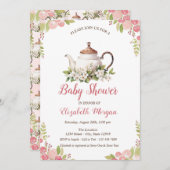 水彩ローズ ティーセット 招待状 (正面/裏面)