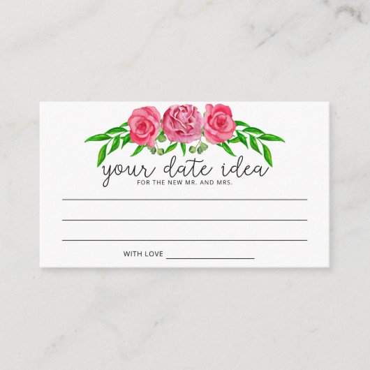 水彩ローズ デートナイトのアイデア \ デートジャーボックス エンクロージャーカード (正面)