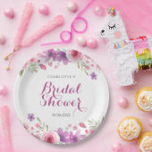 水彩ローズ フラワーブライダルシャワー ペーパープレート (パーティー)
