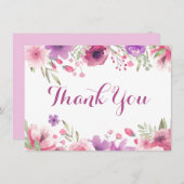 水彩ローズ フローラル グリーン サンクス サンキューカード (正面/裏面)