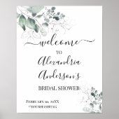 水彩ローズ ブライダルシャワー ウェルカムサイン ポスター (正面)