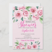 水彩ローズ ブライダルシャワー 招待状 (正面)
