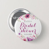 水彩ローズ ブライダルシャワー 缶バッジ (正面&裏面)