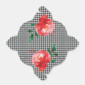 水彩ローズ ブラックホワイトチェック テイクアウト フェイバーボックス (折り畳みなし)