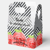 水彩ローズ ブラック ホワイト ストライプ ダービー ゲーブル フェイバーボックス (オープン)