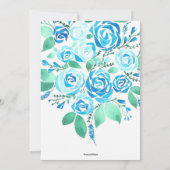 水彩ローズ ブルー グリーン ブライダルシャワー 招待状 (裏面)