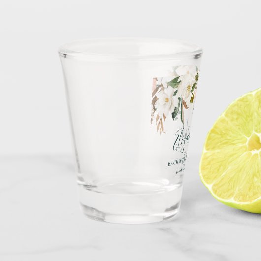 水彩ローズ マグノリア グリーン ブライズメイド パーティー ショットグラス (左)