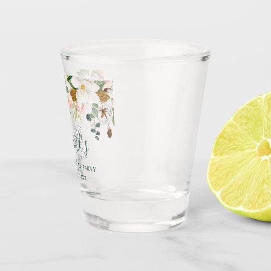 水彩ローズ マグノリア グリーン ブライズメイド パーティー ショットグラス (右)