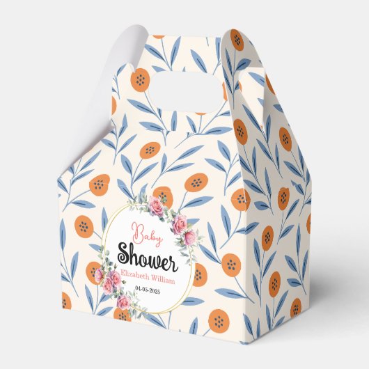 水彩ローズ&ユーカリ ベビーシャワー フェイバーボックス (正面サイド)