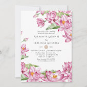 水彩ロータスフラワーインディアンリハーサルディナー 招待状 (正面)
