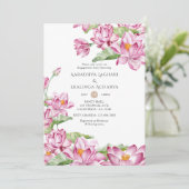 水彩ロータスフラワーインディアン婚約パーティ 招待状 (スタンド正面)