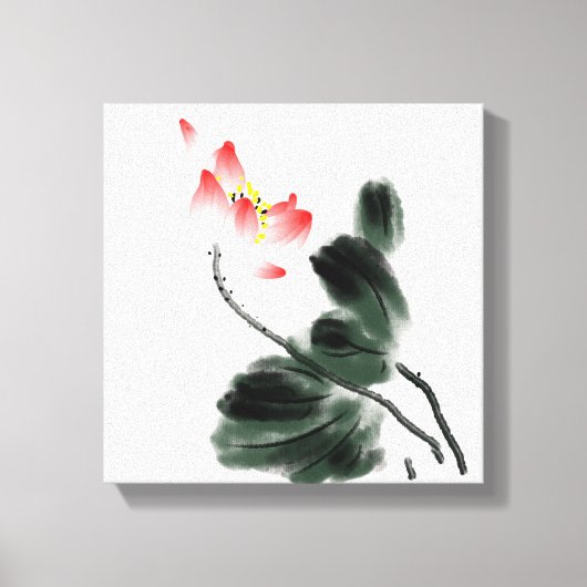 水彩ロータスフローラチノワジェリーインク絵を描洗浄 キャンバスプリント (正面)