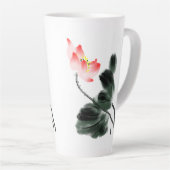 水彩ロータスフローラチノワセリーインクの洗いアート カフェラテマグ (右アングル)