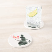 水彩ロータスフローラチノワセリーインクの洗いアート コースター (側面)