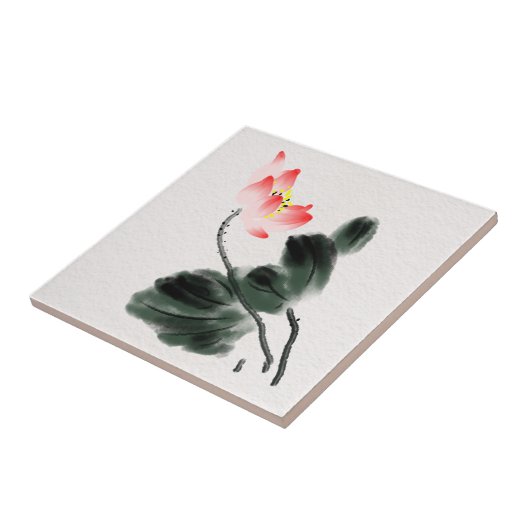 水彩ロータスフローラチノワセリーインクの洗いアート タイル (側面)