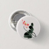 水彩ロータスフローラチノワセリーインクの洗いアート 缶バッジ (正面&裏面)