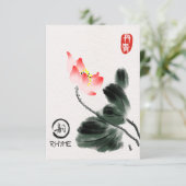 水彩ロータスフローラフリーハンドスケッチ カード (スタンド正面)