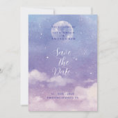 水彩ローマの月明かりの結婚式の日付を保存 招待状 (正面)