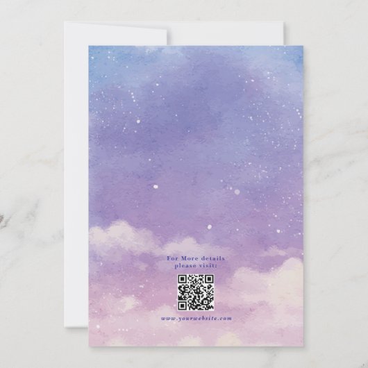 水彩ローマの月明かりの結婚式の日付を保存 招待状 (裏面)