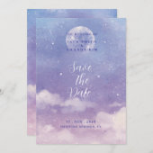 水彩ローマの月明かりの結婚式の日付を保存 招待状 (正面/裏面)