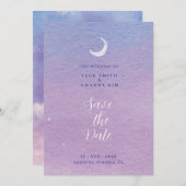 水彩ローマの月明かりの結婚式の日付を保存 招待状 (正面/裏面)