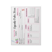 水彩ロールピンハート型カップケーキ注文フォーム ノートパッド (回転)