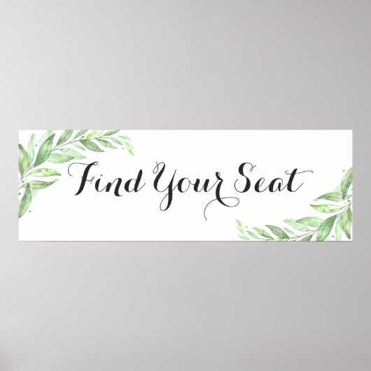 水彩ローレルブランチ結婚の座席 ポスター (正面)