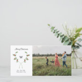 水彩ローレル&プレイドフォトクリスマスカード シーズンカード (スタンド正面)