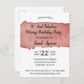 水彩ワイナリー50と素晴らしい誕生日パーティー インビテーションポストカード (正面/裏面)