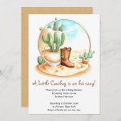 水彩ワイルドウェストボーイベイビーシャワー 招待状 (正面/裏面)