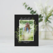 水彩ワイルドグリーナリーブラック卒業 ポストカード (スタンド正面)