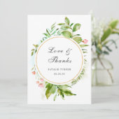 水彩ワイルドグリーンの葉の愛とカー感謝していド サンキューカード (スタンド正面)