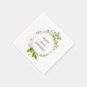 水彩ワイルドグリーンリーフカスタム文字誕生日 スタンダードカクテルナプキン (角)