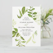 水彩ワイルドグリーンリーフ結婚式招待状 招待状 (スタンド正面)