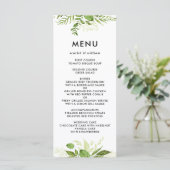 水彩ワイルドグリーン結婚リーフのメニューカードII メニュー (スタンド正面)