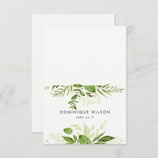 水彩ワイルドグリーン結婚リーフ座席表I 招待状 (正面/裏面)