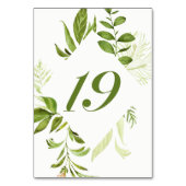 水彩ワイルドグリーン葉テーブル番号19カード テーブルナンバー (正面)